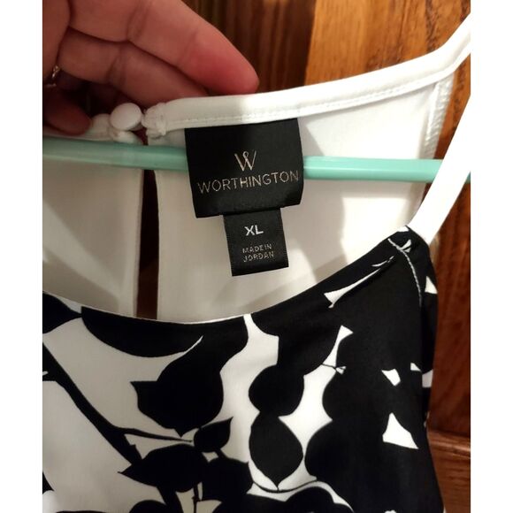 Worthington Woman's Classic Floral Ruffle Tiered Spagetti Strap Blouse - Picture 4 of 6